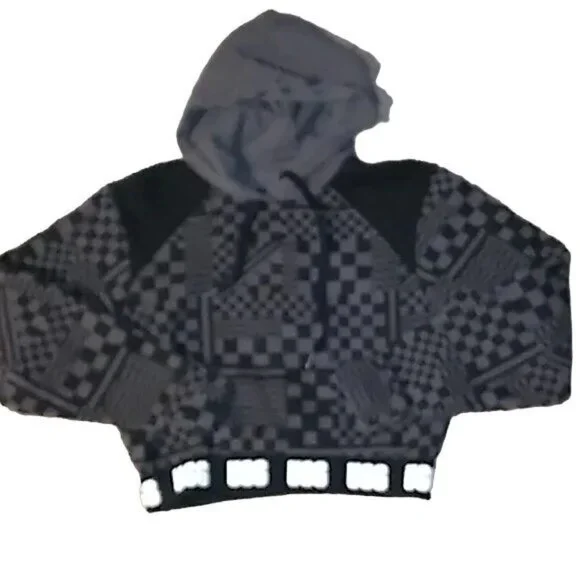 UGG Mallory Gray Checkered Cropped Hoodie - Picture 6 of 8
